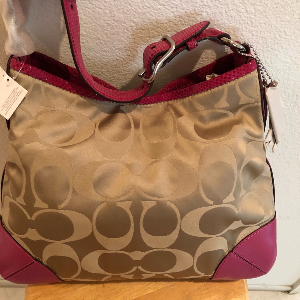 Coach bag/ pink & tan